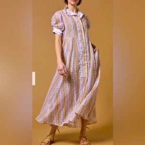 Thierry Colson Venetia Dress-Liselund Print-Mustard/Bluebell, Size Large, NWT